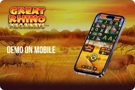 Great Rhino Megaways demo running on a mobile device